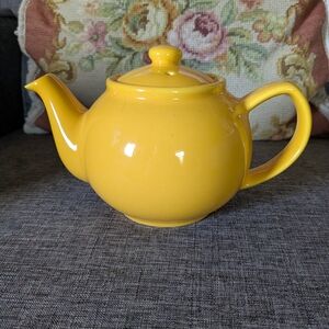 Beautiful Yellow Ceramic Teapot with Glazed Finish.
